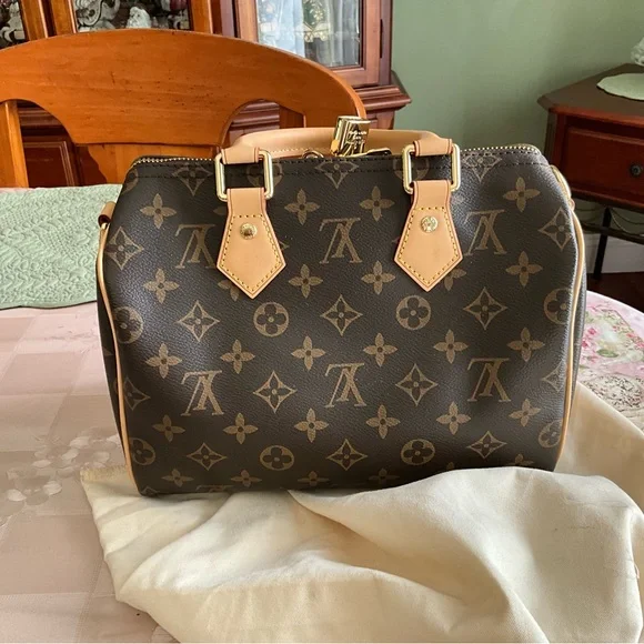 Brown Monogram Satchel, size 25 with natural Vacchetta leather. - Picture 5 of 14